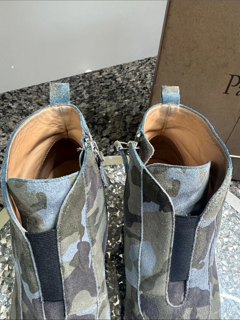 Lines Paolo suede Green and blue Camo Wedge Sneaker
